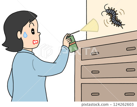 生活方式 - 害蟲防治、殺蟲劑噴霧、殺蟲劑、蜈蚣、令人討厭的害蟲 124262603