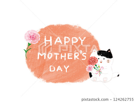 Carnation and cat title hand-drawn English 124262755