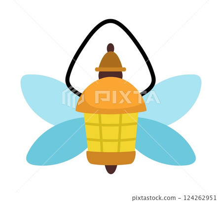 Vector woodland fairy lantern with wings. Woodland princess flashlight icon isolated on white background. Fantasy forest lamp illustration. Magic fairytale torch 124262951