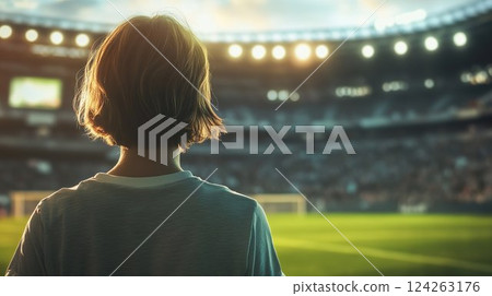 Western girl who dreams of becoming a soccer player 01 124263176