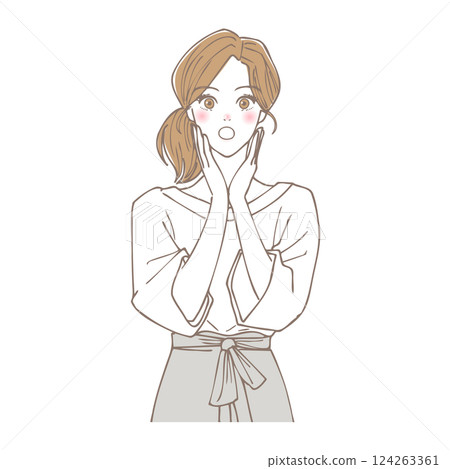 一位非常驚訝的女人的插圖 一位非常驚訝的女人的插圖 124263361