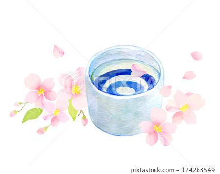 水彩畫:櫻花盛開、賞櫻酒 水彩畫:櫻花盛開、賞櫻酒 124263549