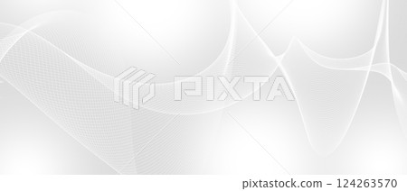 Soft layers of white mesh create an elegant abstract backdrop, evoking a sense of calm and serenity. The design features flowing textures and gradients of light. 124263570