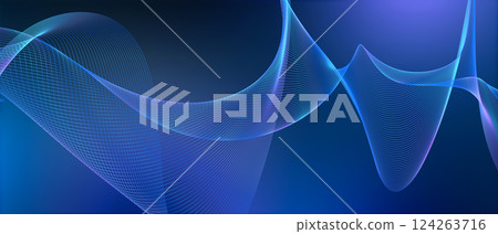 Dynamic blue waves flow smoothly across the canvas, showcasing an abstract design that inspires creativity and innovation in visual art. 124263716