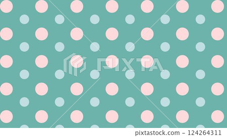 帶有粉紅色圓點的綠色背景圖案 124264311