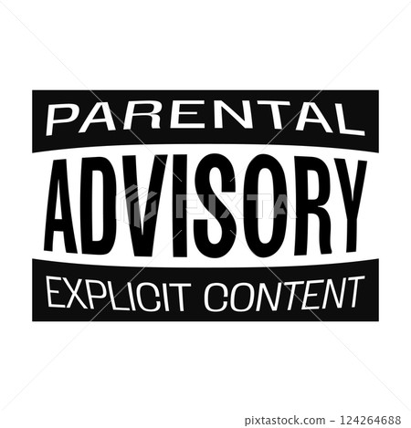 A retro style Parental Advisory Explicit Content sticker reminiscent of 90s and early 2000s music industry graphics A retro style Parental Advisory Explicit Content sticker reminiscent of 90s and early 2000s music industry graphics 124264688