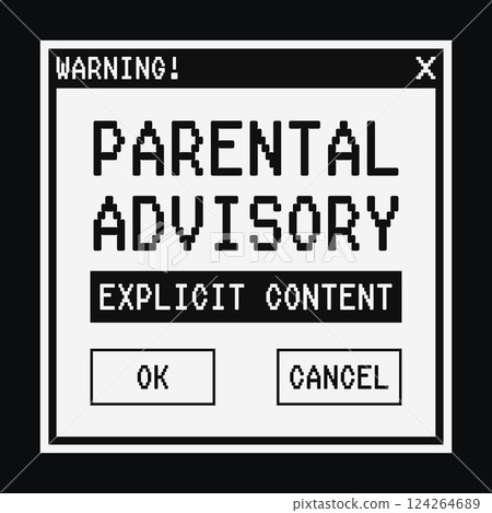 Vintage Computer Pixel Parental Advisory Warning Vintage Computer Pixel Parental Advisory Warning 124264689