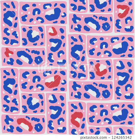 Leopard abstract monochrome seamless pattern. Animal modular print endless background. Cheetah or panther skin texture repeat cover. Vector hand drawn fashion print illustration Leopard abstract monochrome seamless pattern. Animal modular print endless background. Cheetah or panther skin texture repeat cover. Vector hand drawn fashion print illustration 124265342