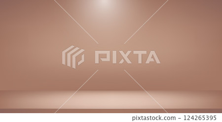 Studio brown background with step. Light neutral warm wall product room. Minimal pastel table scene. Empty desk stage for cosmetic presentation. Vector mocha mouse gradient illustration 124265395