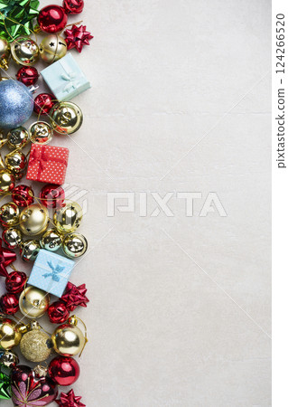 Christmas toys and fir Christmas branches 124266520