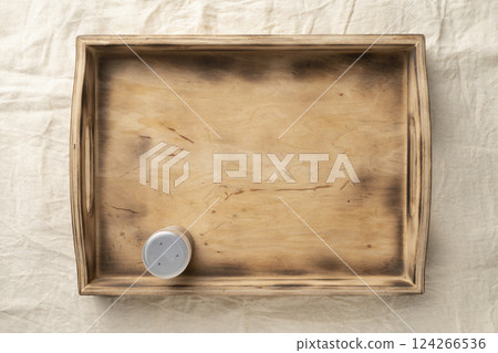 wooden serving box with handles with spices wooden serving box with handles with spices 124266536
