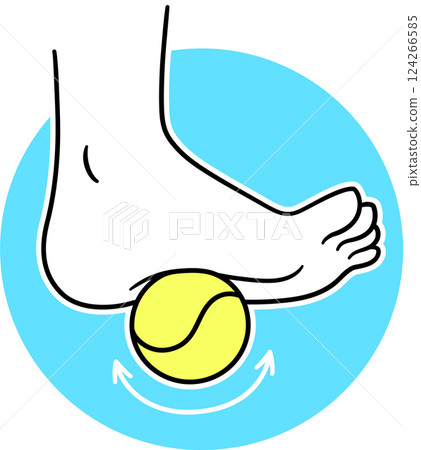 Foot massage with a tennis ball doodle drawing 124266585