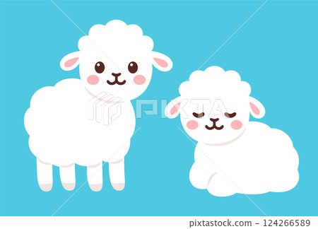 Cute cartoon lambs illustration 124266589