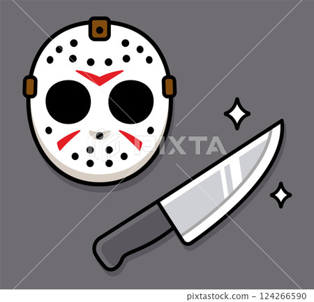Serial killer hockey mask with knife 124266590