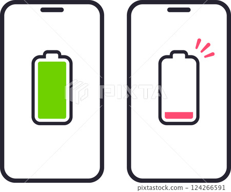 Low battery and charged smartphone 124266591