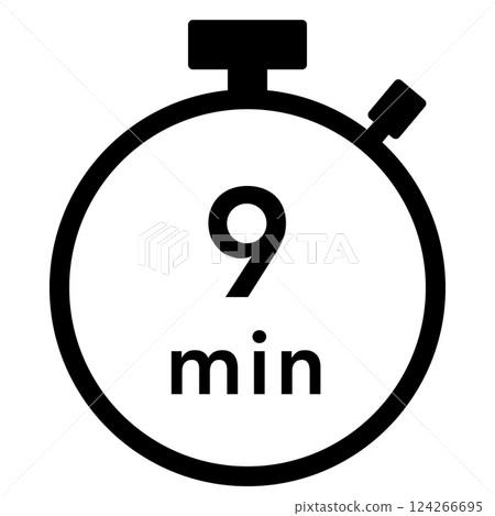9 minutes stopwatch icon 9 minutes stopwatch icon 124266695