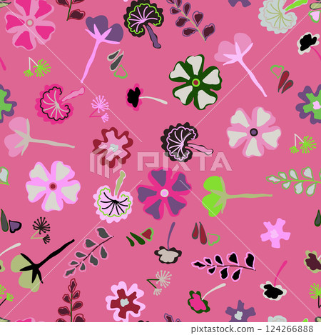 Hand drawn seamless beautiful floral pattern. Fabric design with spring summer flowers. Cute print for baby fabric, wallpaper. Vector illustration Hand drawn seamless beautiful floral pattern. Fabric design with spring summer flowers. Cute print for baby fabric, wallpaper. Vector illustration 124266888