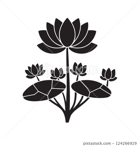 black lotus icons set on white background. Lotus plant. Lotus flower black lotus icons set on white background. Lotus plant. Lotus flower 124266929