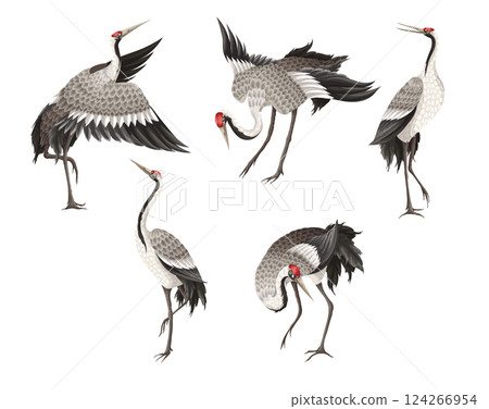 Dancing crenies in different poses isolated. Vector. 124266954