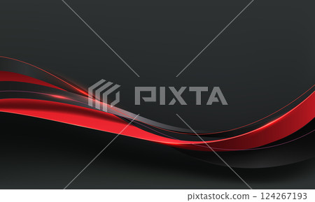 Abstract red ribbon curve overlap on grey luxury background vector 124267193