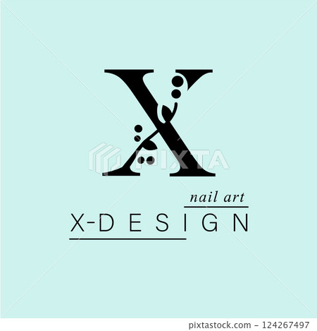 Logo, capital letter X. Monogram of Botanical Minimalistic, Initial. 124267497