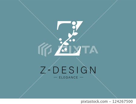 Logo, capital letter Z. Monogram of Botanical Minimalistic, Initial. Logo, capital letter Z. Monogram of Botanical Minimalistic, Initial. 124267500