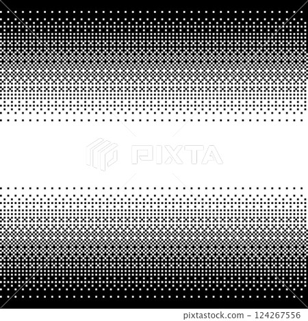 Simple pixel art illustration material - Black to transparent (white) gradation - Square 124267556
