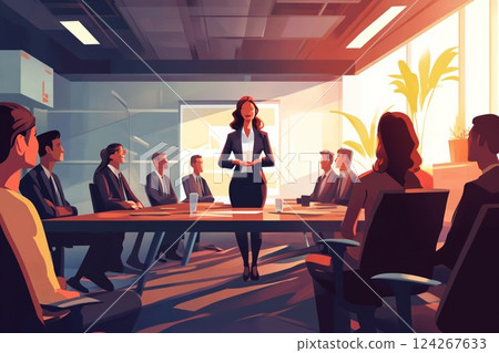 Businesswoman Working on Analytics in a Modern Office 124267633