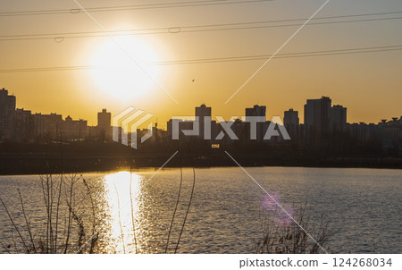 Urban landscape by the sunset 124268034