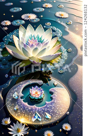 of crystal lotuses in water 124268132