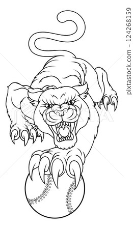 Black Panther Leopard Baseball Sports Team Mascot 124268159