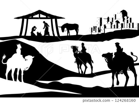 Christmas Nativity Scene Bethlehem Manger Wise Men Christmas Nativity Scene Bethlehem Manger Wise Men 124268160