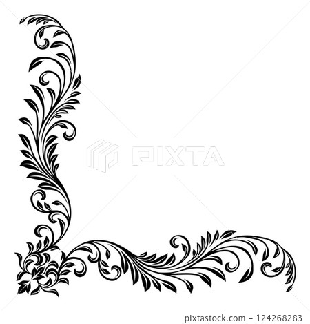 Filigree Crest Corner Motif Floral Pattern Frame 124268283