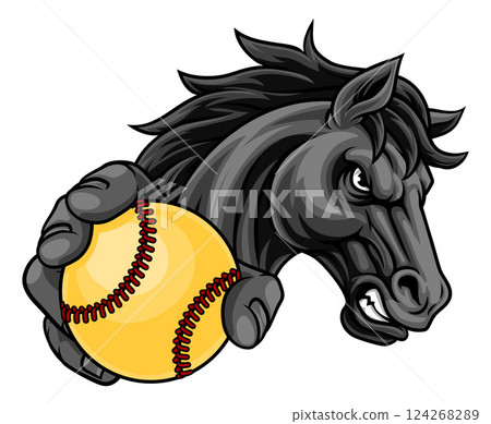 Horse Mustang Stallion Softball Sports Team Mascot 124268289