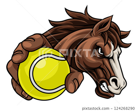 Horse Mustang Stallion Tennis Sports Team Mascot Horse Mustang Stallion Tennis Sports Team Mascot 124268290