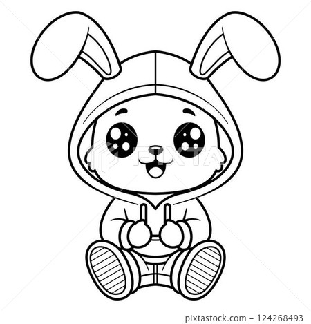 Bunny wearing a jacket, for coloring 124268493
