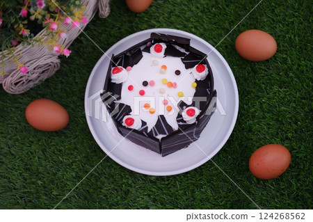 Homemade Cake Surrounded by Fresh Ingredients 124268562