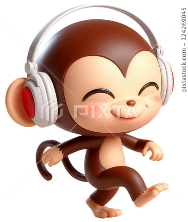 3D monkey cartoon, monkey cartoon, naughty little monkey 124269045