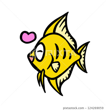 Simple illustration of a happy angelfish Simple illustration of a happy angelfish 124269059