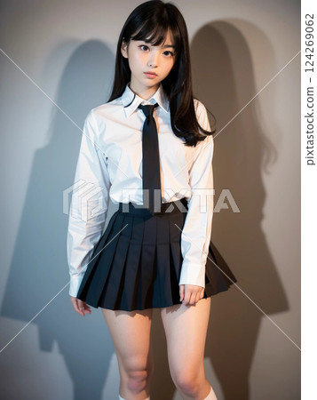 High school girl sitting 124269062