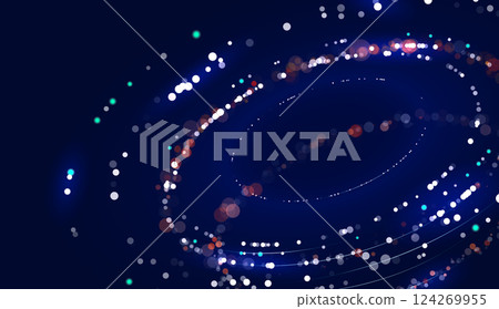 Glowing blue of bright lines with intertwining lightning effect. Abstract light effect for game design and web design. Vector illustration. 124269955