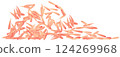 Illustration of yellow rice petals on white background with space for text 124269968