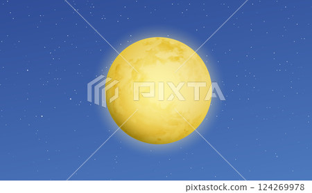Full yellow moon and bright stars. Starry night sky background. Full yellow moon and bright stars. Starry night sky background. 124269978