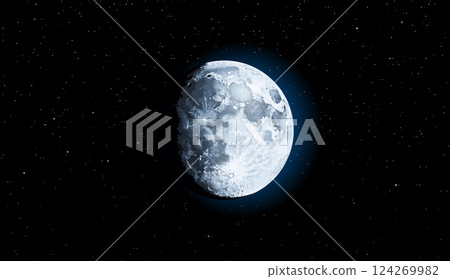 Full moon and bright stars. Starry night sky background. Full moon and bright stars. Starry night sky background. 124269982