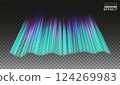 Night Sky, Aurora Borealis, Northern Lights Effect, Realistic Colored polar lights isolated on transparent background. Vector Illustration, abstract space design for aurora borealis. 124269983