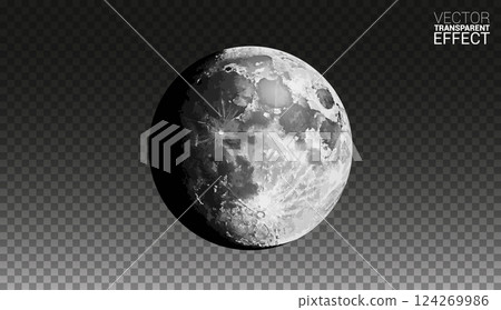 Full gray moon on the dark transparent background. Full gray moon on the dark transparent background. 124269986