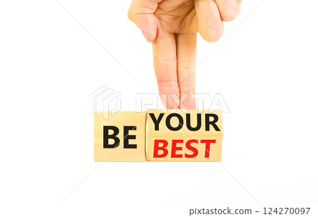 Motivational be your best symbol. Concept words Be your best on beautiful wooden block. Beautiful white background Businessman hand. Business motivational be your best concept. Copy space. Motivational be your best symbol. Concept words Be your best on beautiful wooden block. Beautiful white background Businessman hand. Business motivational be your best concept. Copy space. 124270097