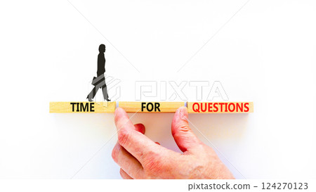 Time for questions symbol. Concept words Time for questions on beautiful wooden blocks. Beautiful white background. Businesswoman icon. Business time for questions concept. Copy space. Time for questions symbol. Concept words Time for questions on beautiful wooden blocks. Beautiful white background. Businesswoman icon. Business time for questions concept. Copy space. 124270123