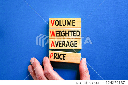Volume Weighted Average Price symbol. Concept word VWAP Volume Weighted Average Price on blocks. Beautiful blue background. Business motivational VWAP Volume Weighted Average Price concept Copy space Volume Weighted Average Price symbol. Concept word VWAP Volume Weighted Average Price on blocks. Beautiful blue background. Business motivational VWAP Volume Weighted Average Price concept Copy space 124270187