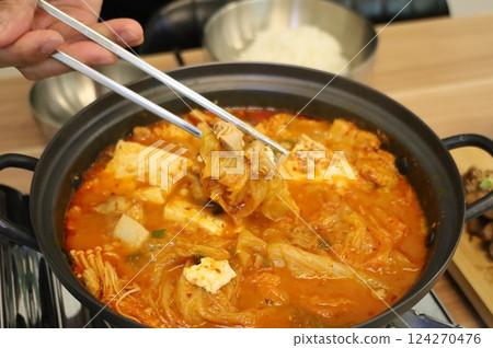 Korean traditional food. Kimchi stew 124270476